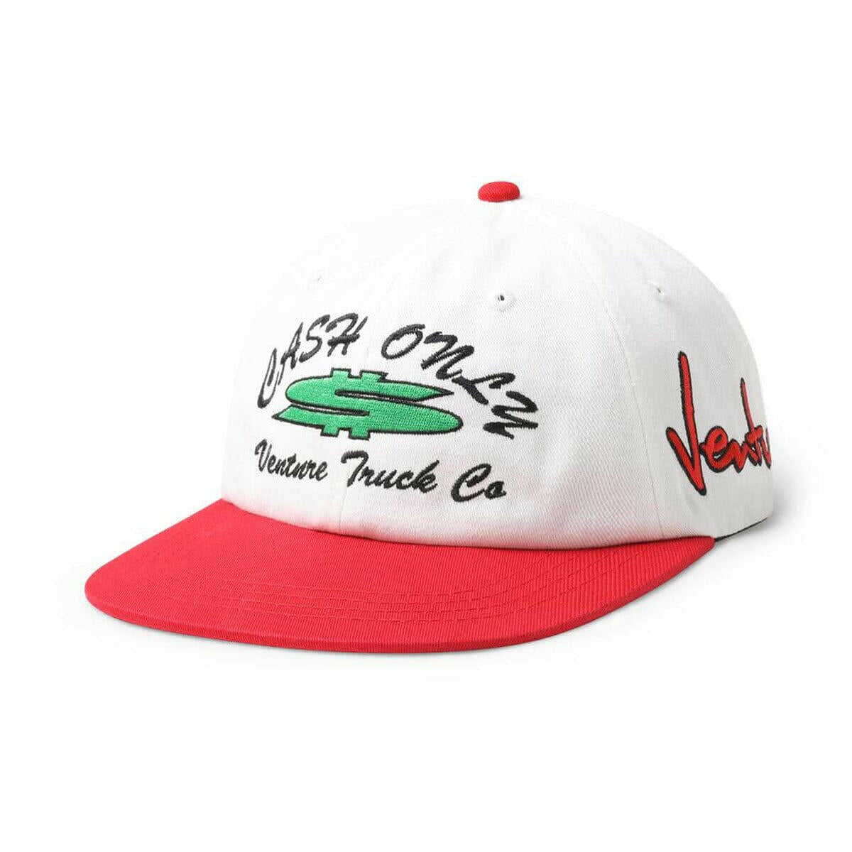 Cash Only - Venture Dollar Sign 6 Panel Hat White/Red.