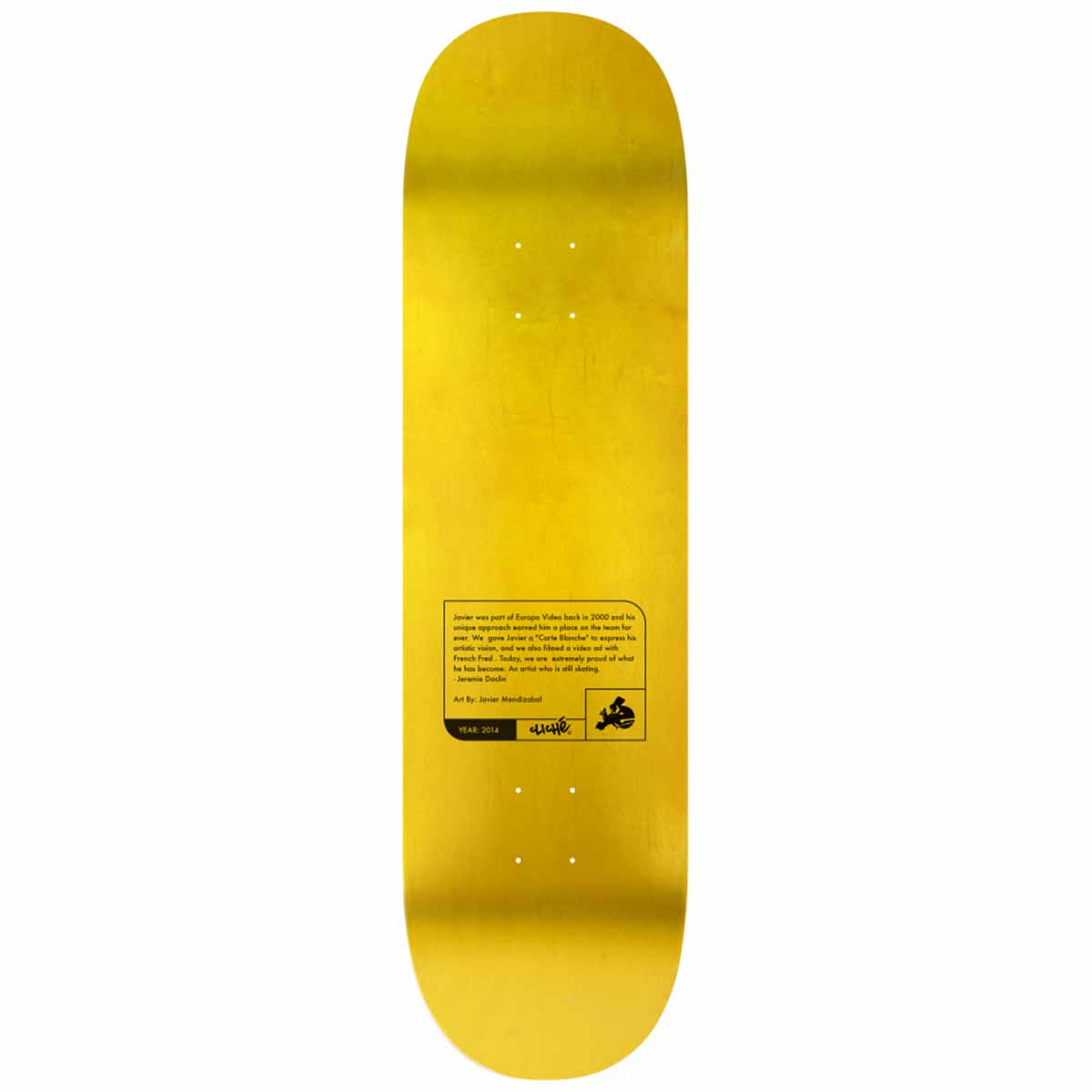 Cliche Javier Mendizabal Griptape Art 8.25 Skateboard Deck Top