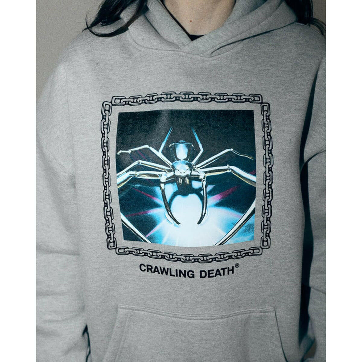 Crawling Death - Chrome Spider Hoodie Grey.