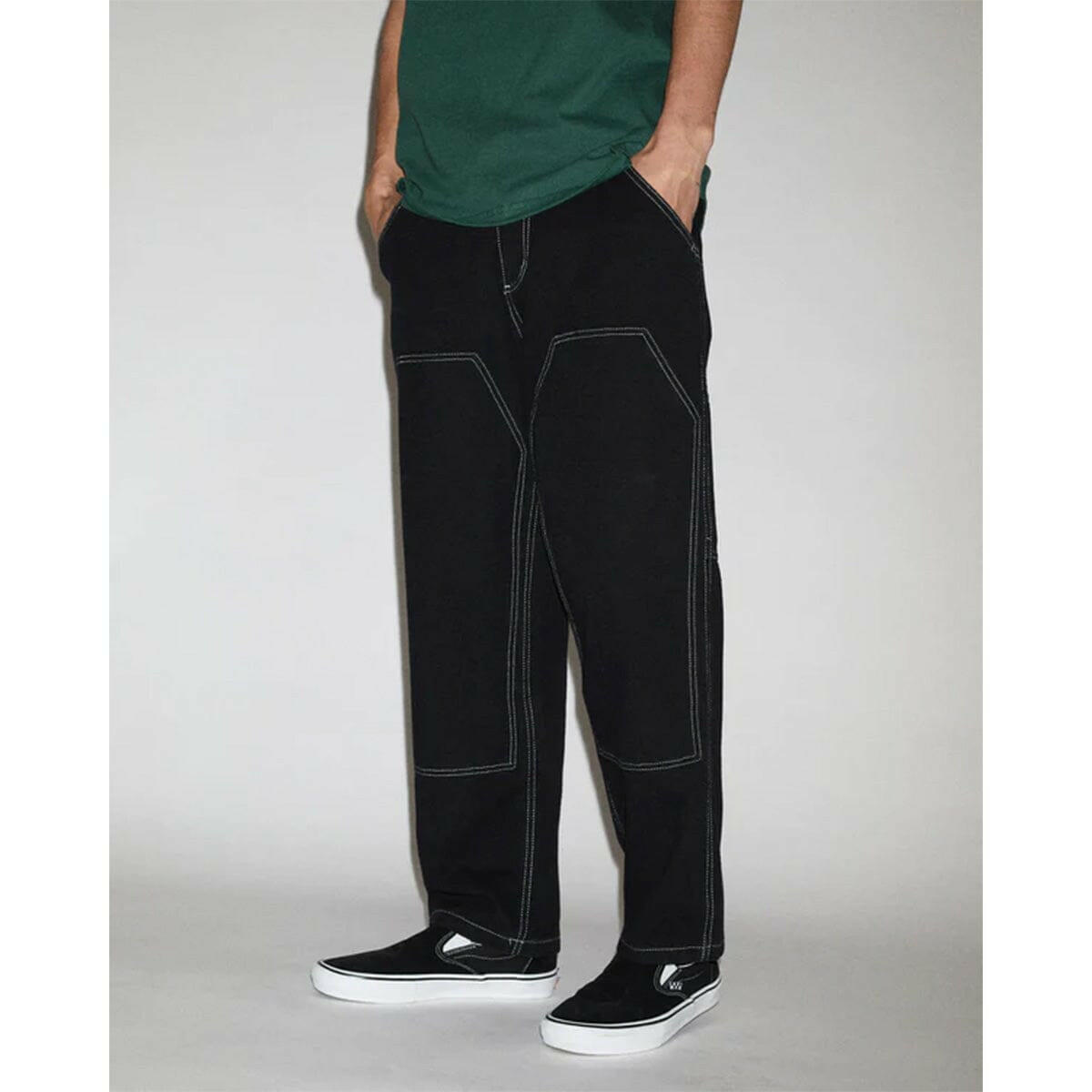 Crawling Death  - Contrast Stitch Coffin Pants Black.