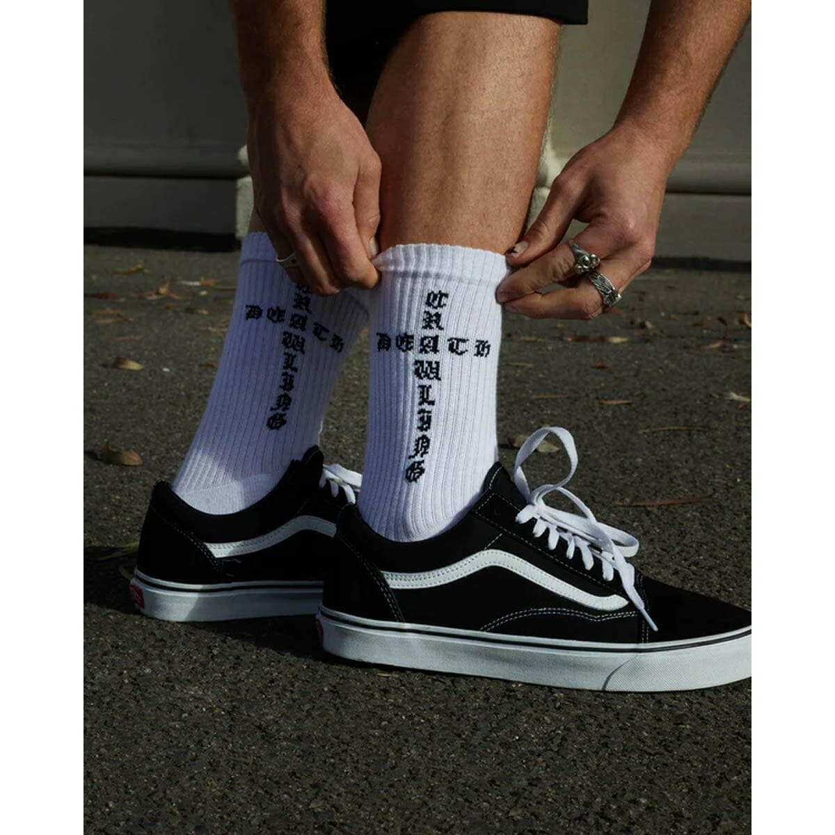 Crawling Death - Cross Socks White.