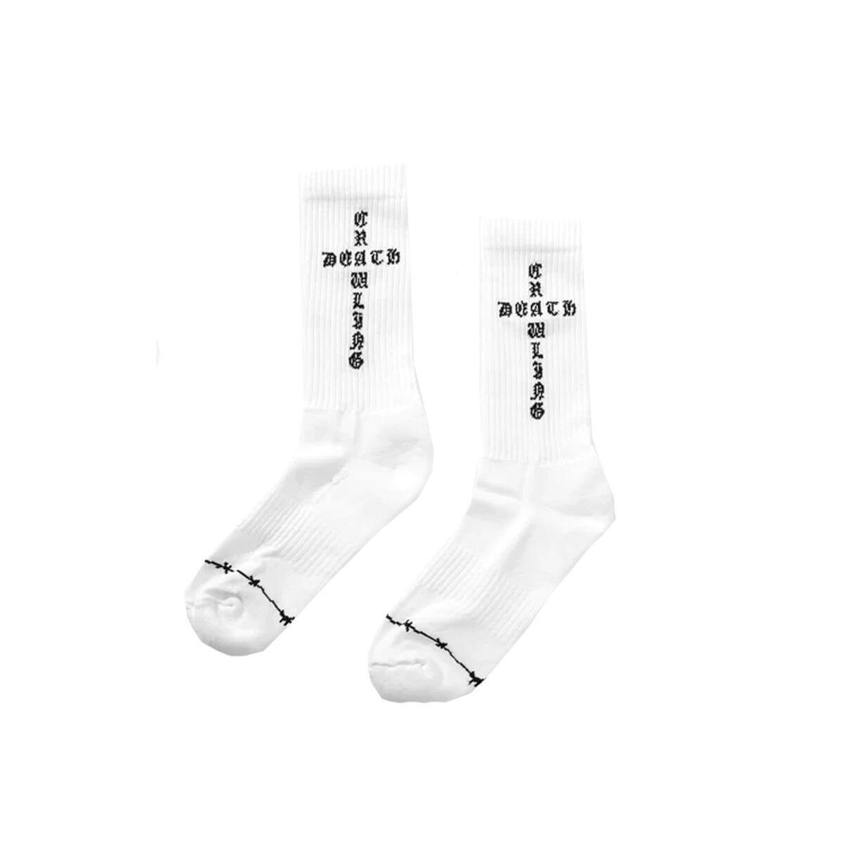 Crawling Death - Cross Socks White.