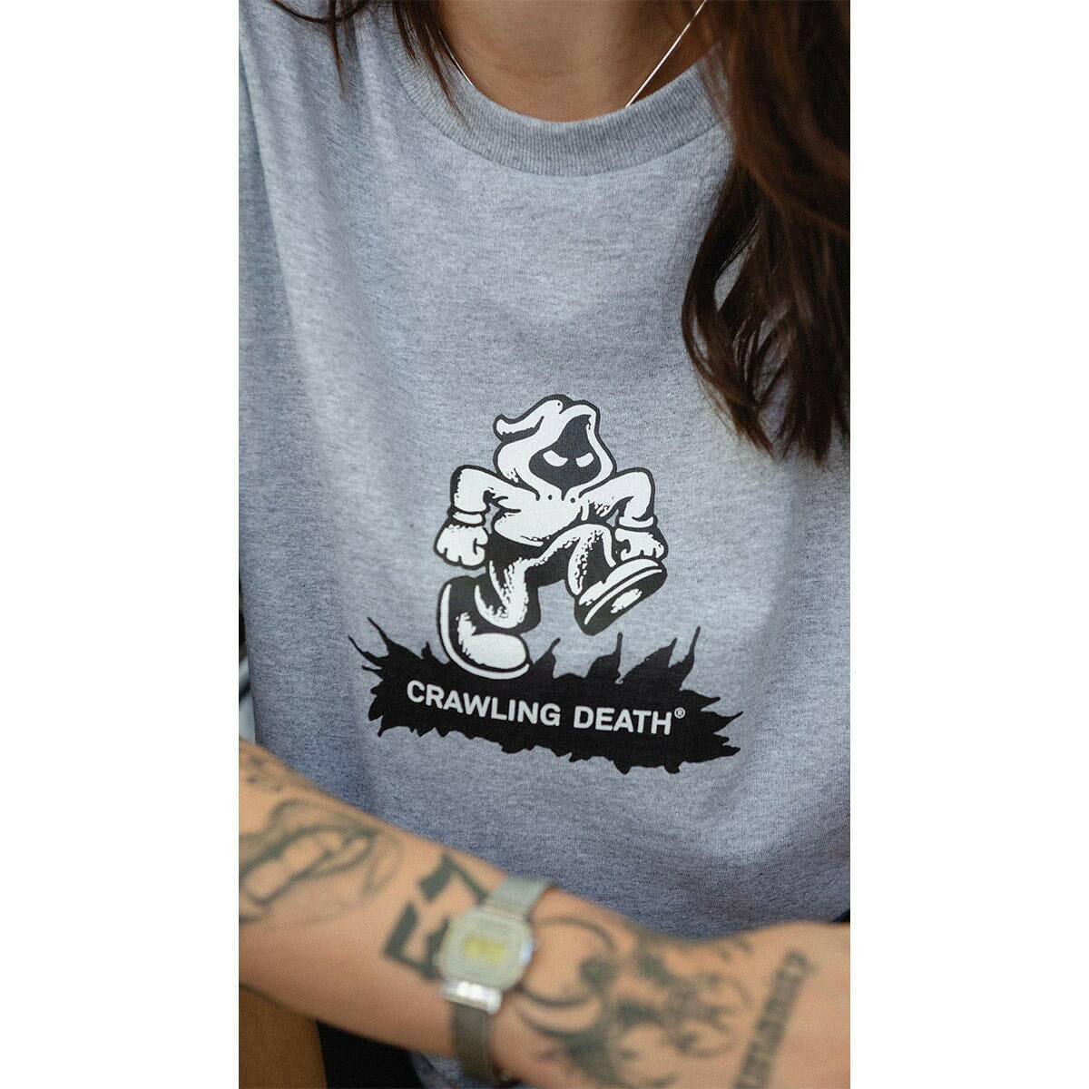 Crawling Death - Dan Coy Tee Grey.