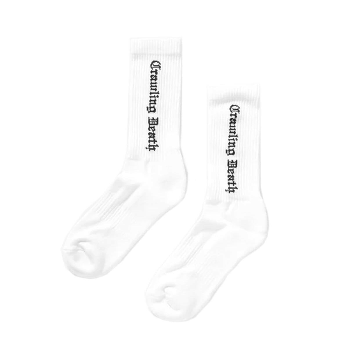 Crawling Death Gothic Logo Socks in White - Shop Today