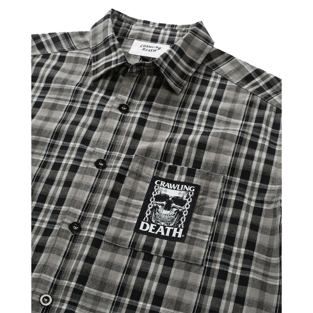 Crawling Death - TV Skull Check Shirt Black.