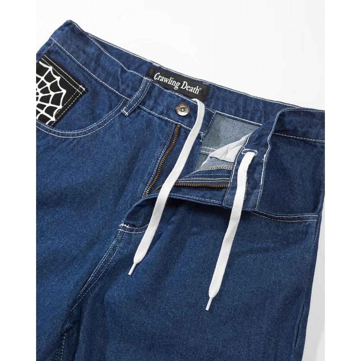 Crawling Death  - Web Denim Jeans Blue.