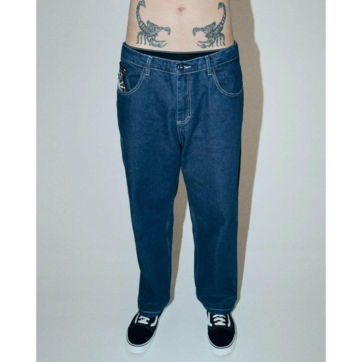 Crawling Death  - Web Denim Jeans Blue.