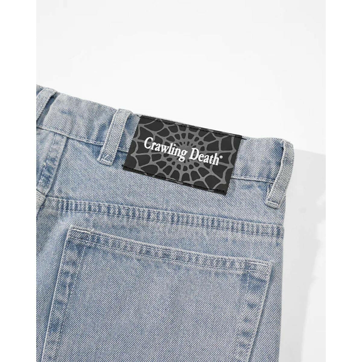 Crawling Death  - Web Denim Jeans Light Blue.
