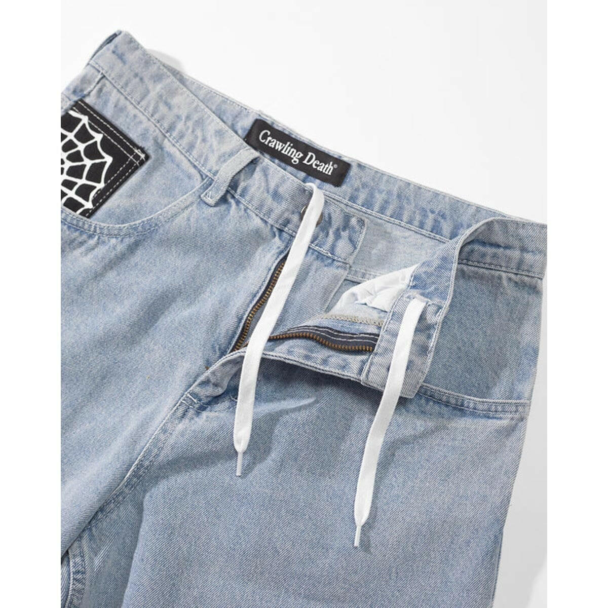 Crawling Death  - Web Denim Jeans Light Blue.