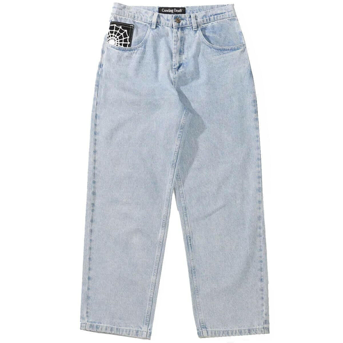Crawling Death  - Web Denim Jeans Light Blue.