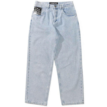 Crawling Death  - Web Denim Jeans Light Blue.