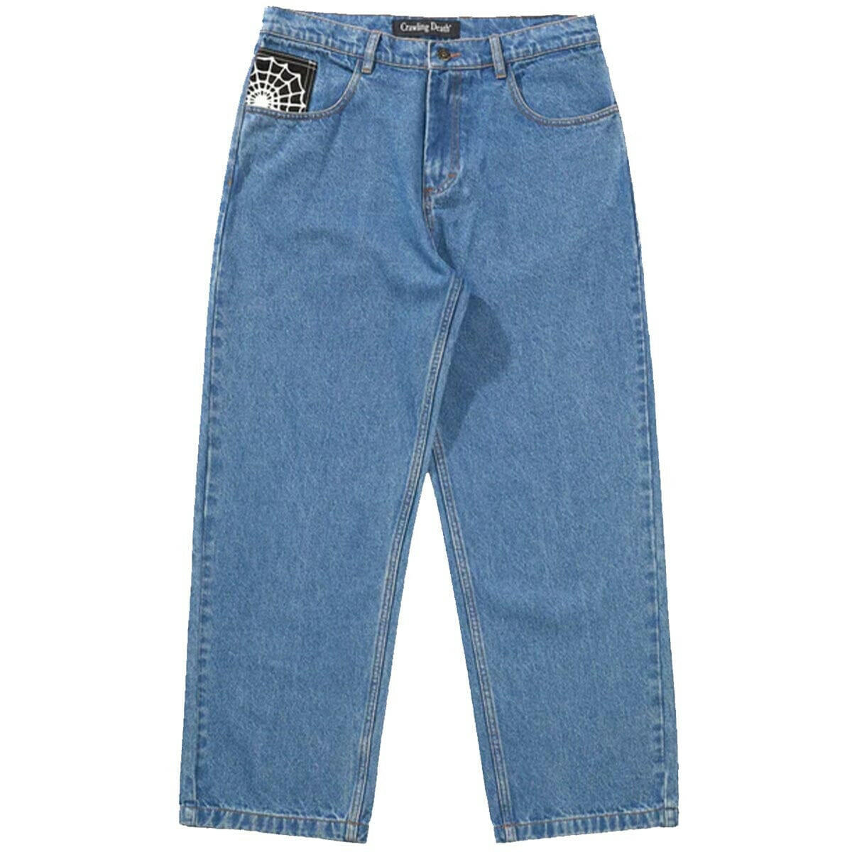 【CRAWLING DEATH】butterfly denim jeans Web Denim Jeans Light Blue | | Crawling Death