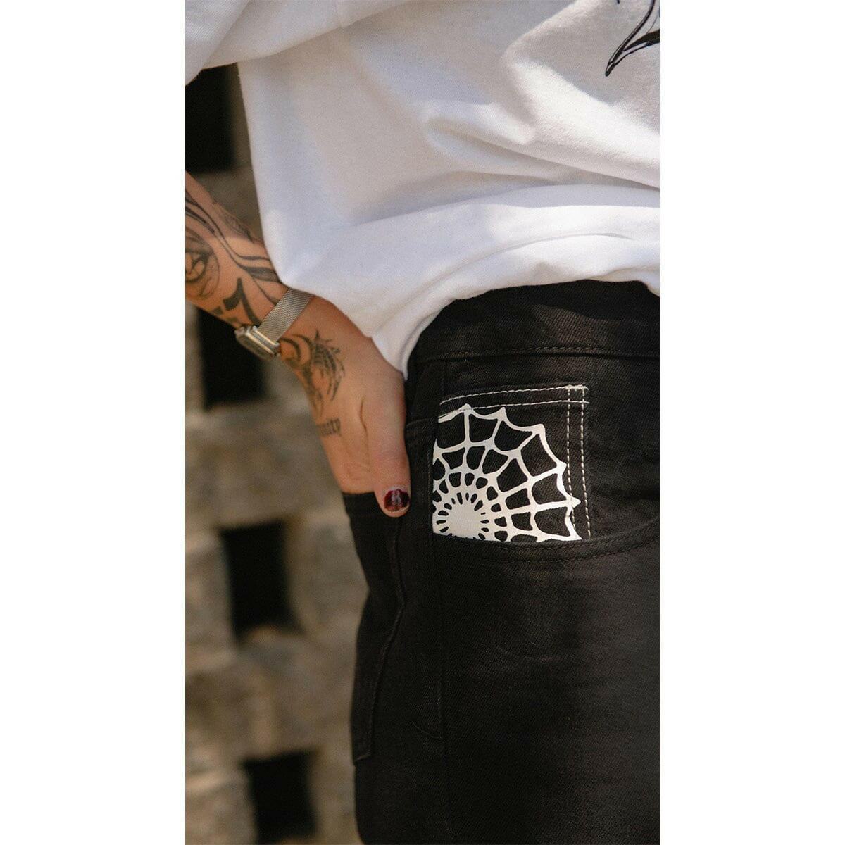 Crawling Death  - Web Denim Jeans Black.