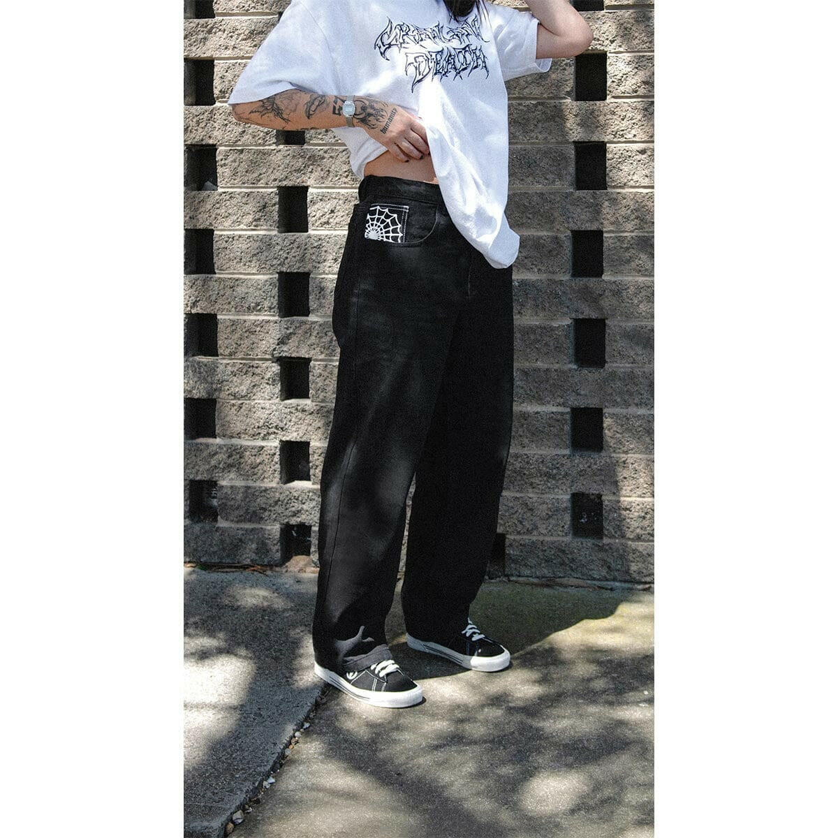 Crawling Death  - Web Denim Jeans Black.