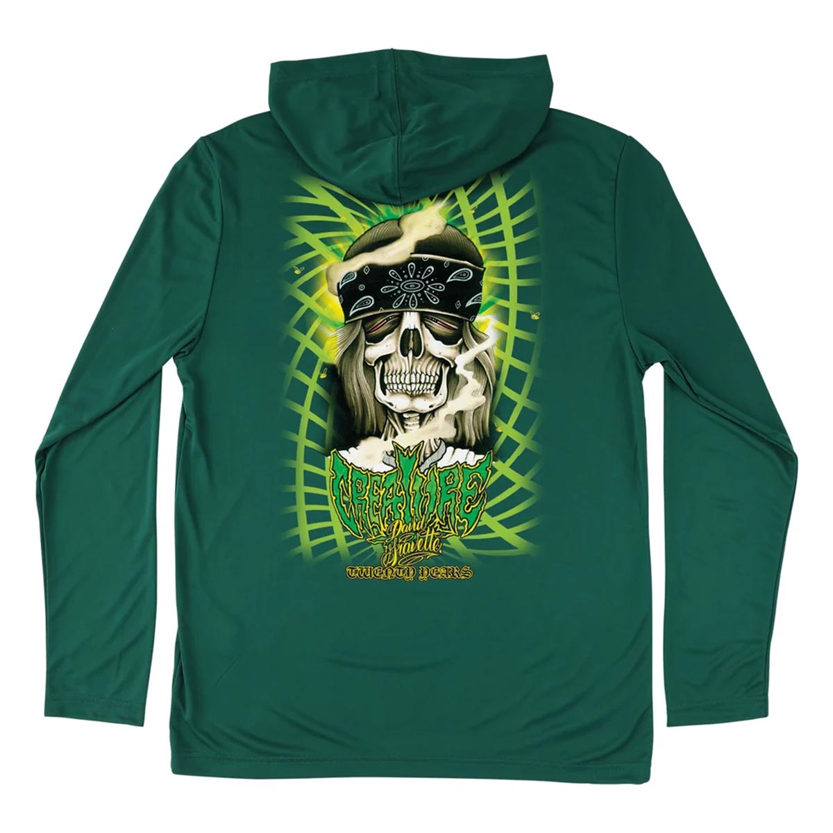 Creature Gravette Hippie Skull L/S Hooded Tee Sport Forest Back
