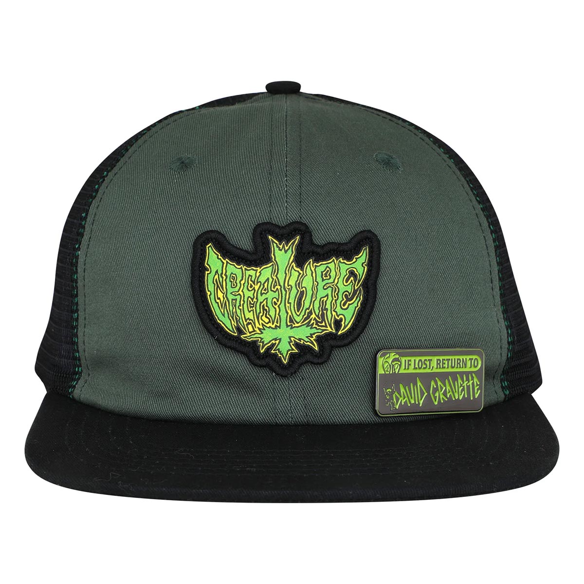 Creature - Gravette Hippie Skull Trucker Green/Black Front