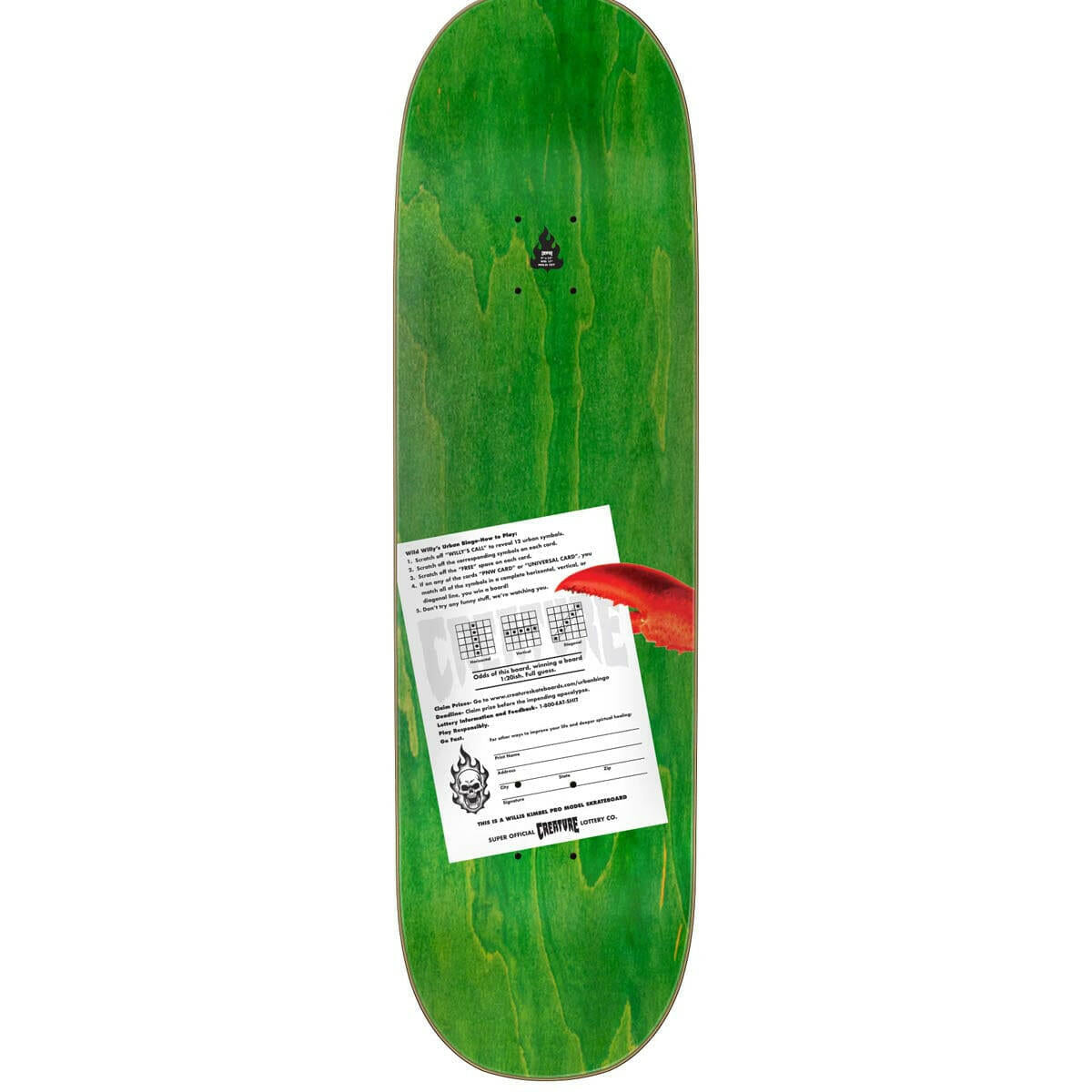 Creature - Willis Kimbel Urban Bingo 9.0 Skateboard Deck.
