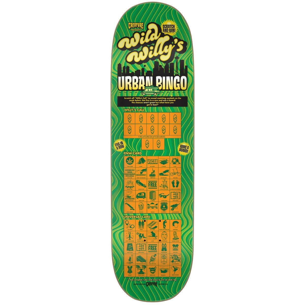 Creature - Willis Kimbel Urban Bingo 9.0 Skateboard Deck.