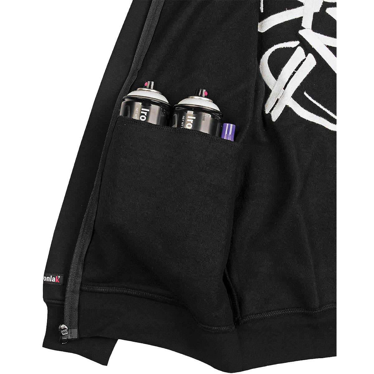 DGK Ironlak Tag Zip Up Hoodie Black Inside Pocket