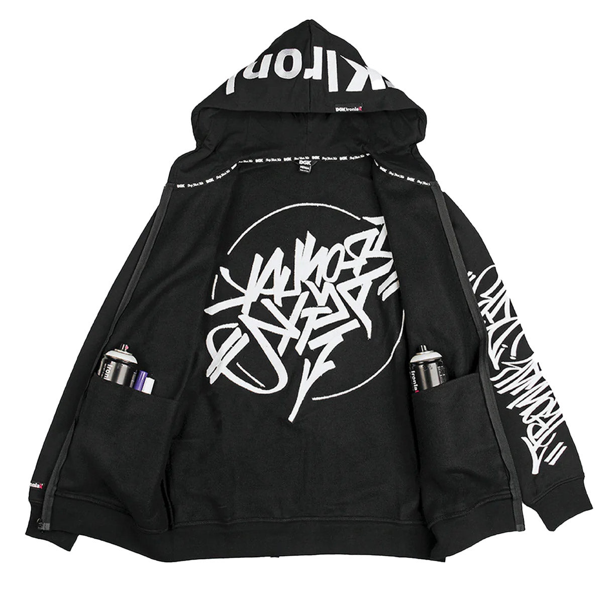 DGK Ironlak Tag Zip Up Hoodie Black Inside