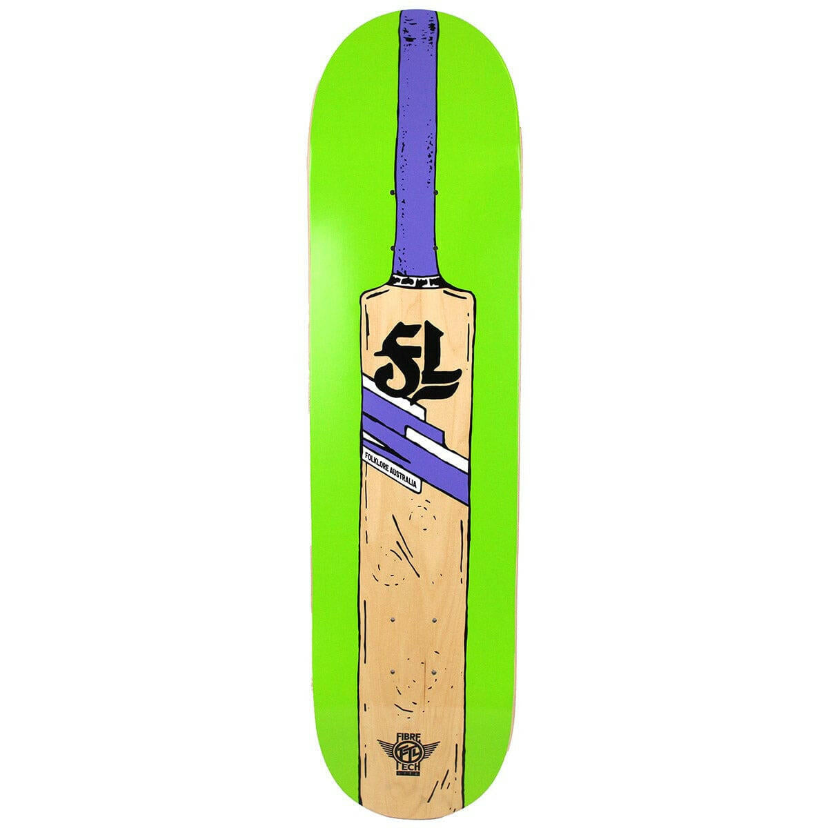Folklore - Cricket Bat Fibretech Lite Green 8.0 Skateboard Deck.