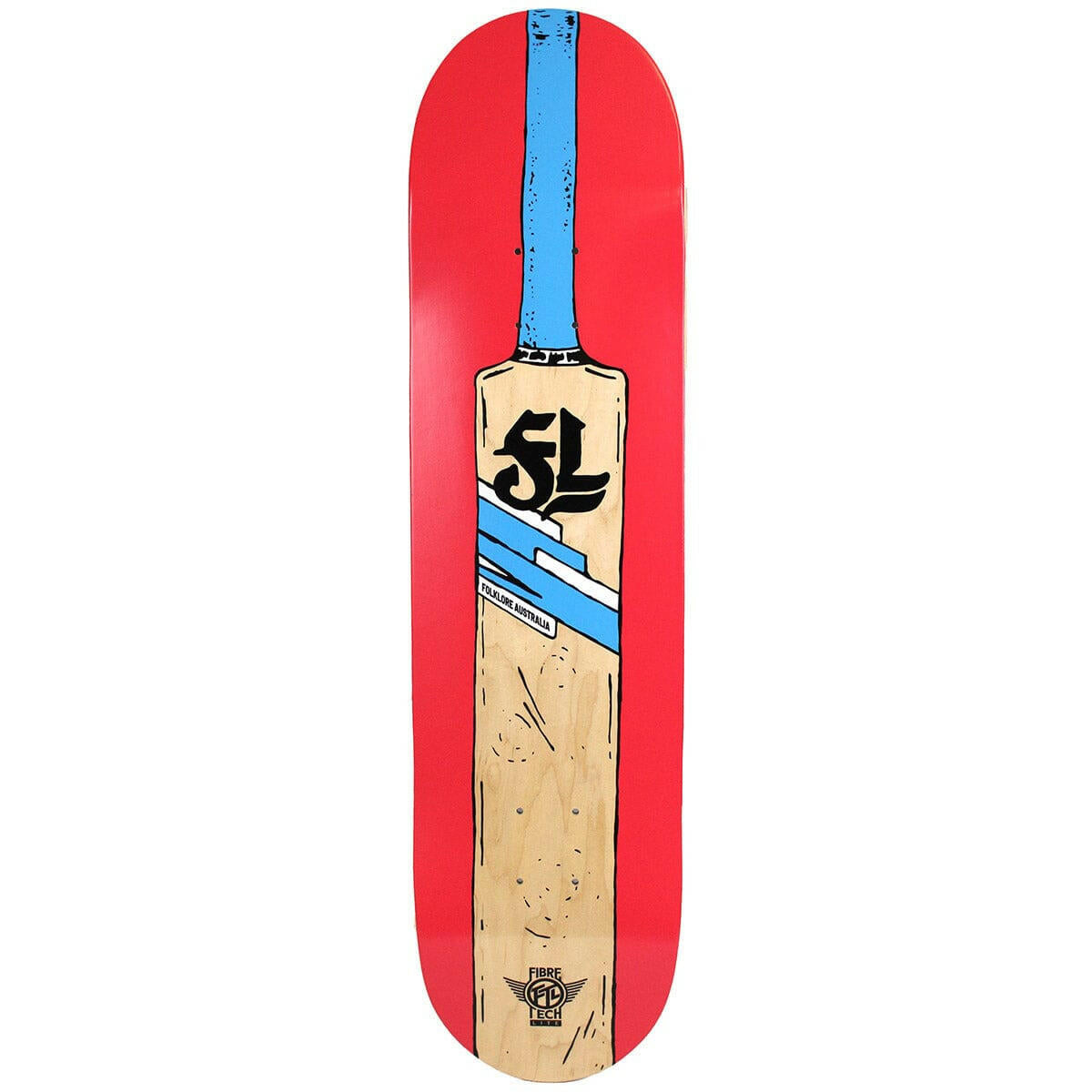 Folklore - Cricket Bat Fibretech Lite Red 8.125 Skateboard Deck.