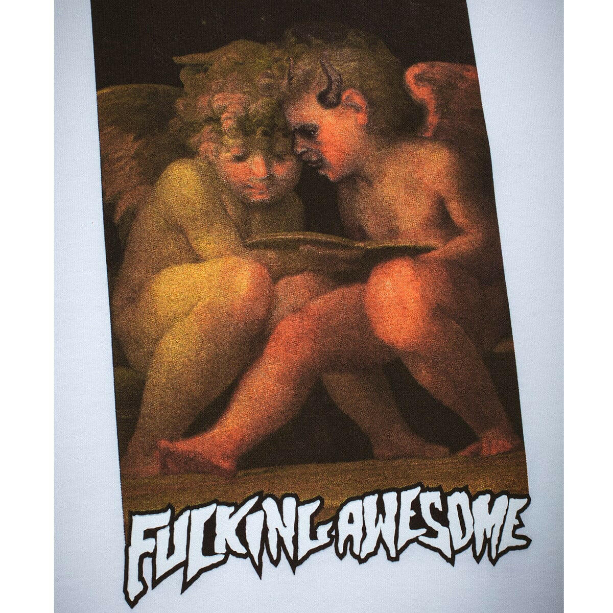 Fucking Awesome - Angel With Demonic Angel Tee White.