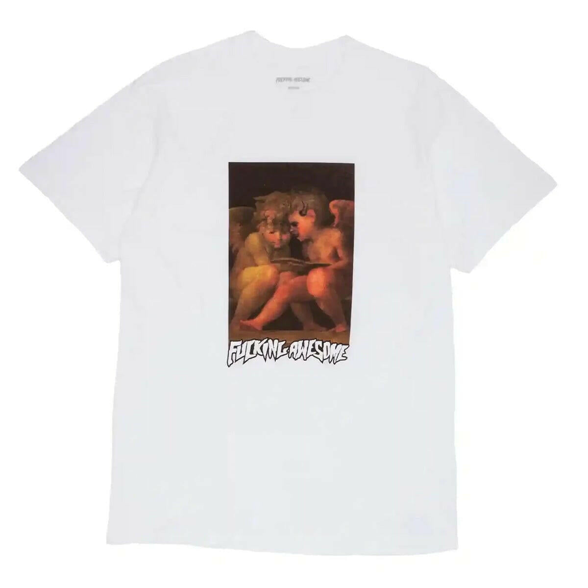 Fucking Awesome - Angel With Demonic Angel Tee White.
