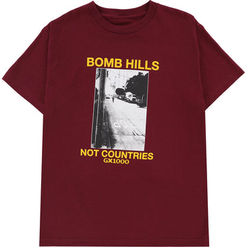GX1000 Bomb Hills Not Countries Tee Burgundy/Yellow