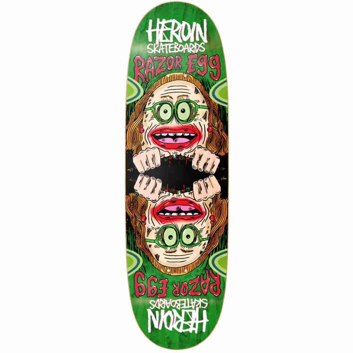 Heroin Auntie Razoregg Green 9.75 Skateboard Deck