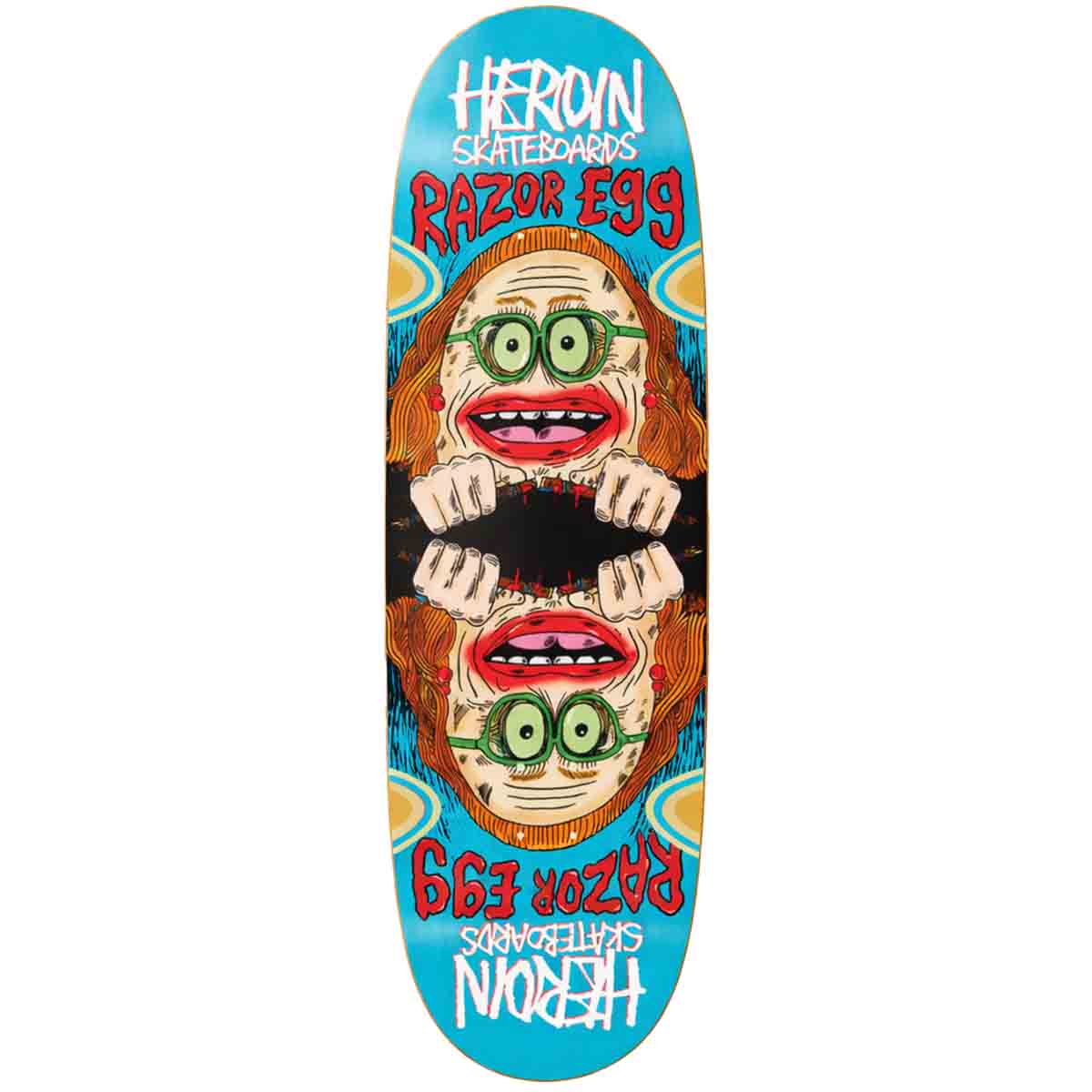 Heroin Auntie Razoregg Teal 9.75 Skateboard Deck
