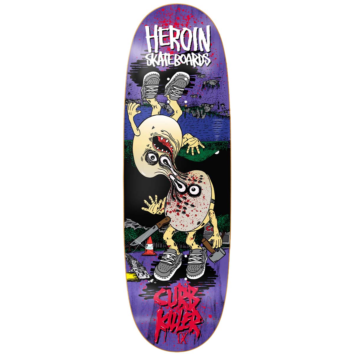 Heroin Curb Killer 9 Merged Purple 10.0 Skateboard Deck