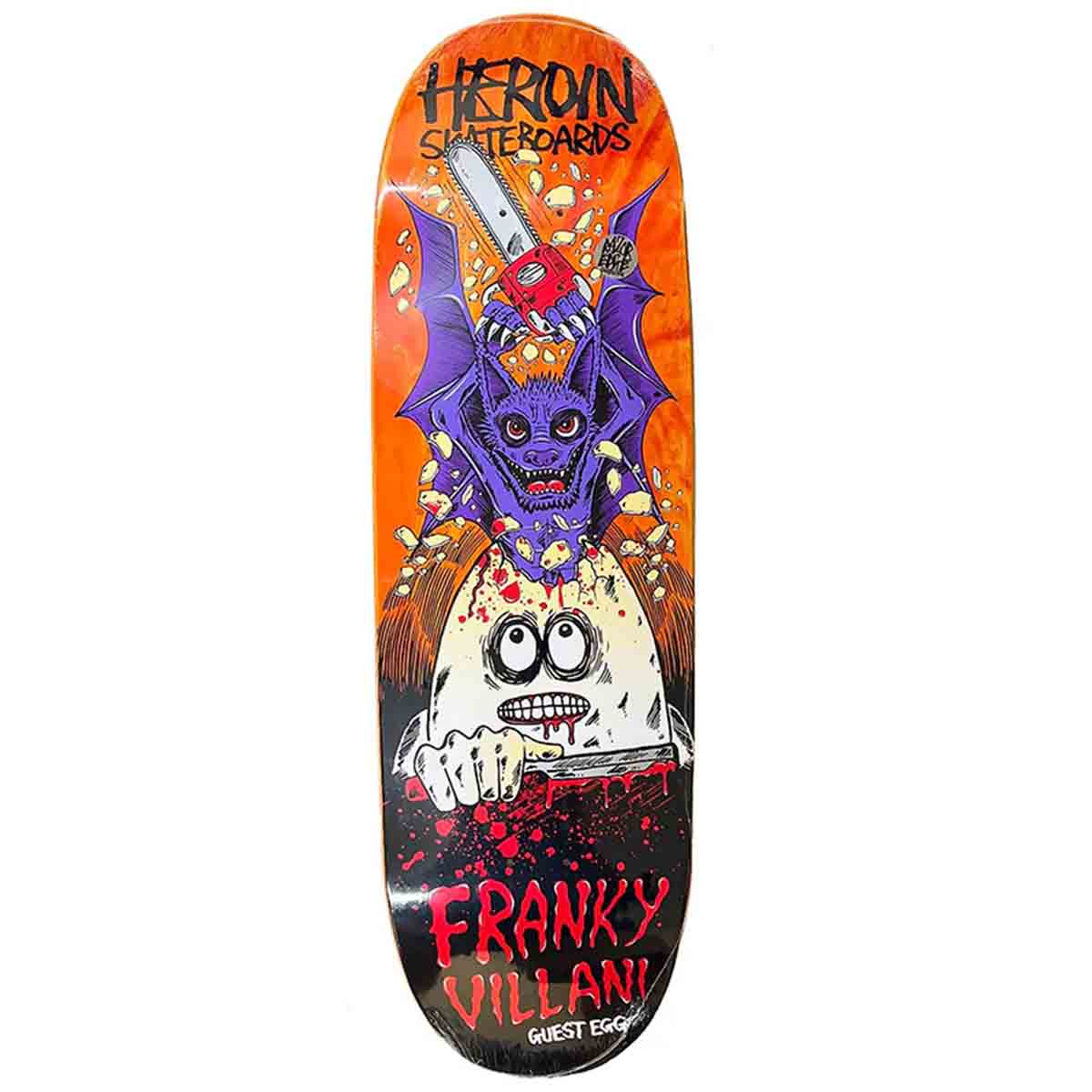Heroin Franky Villani Guest Egg Orange 9.5 Skateboard Deck