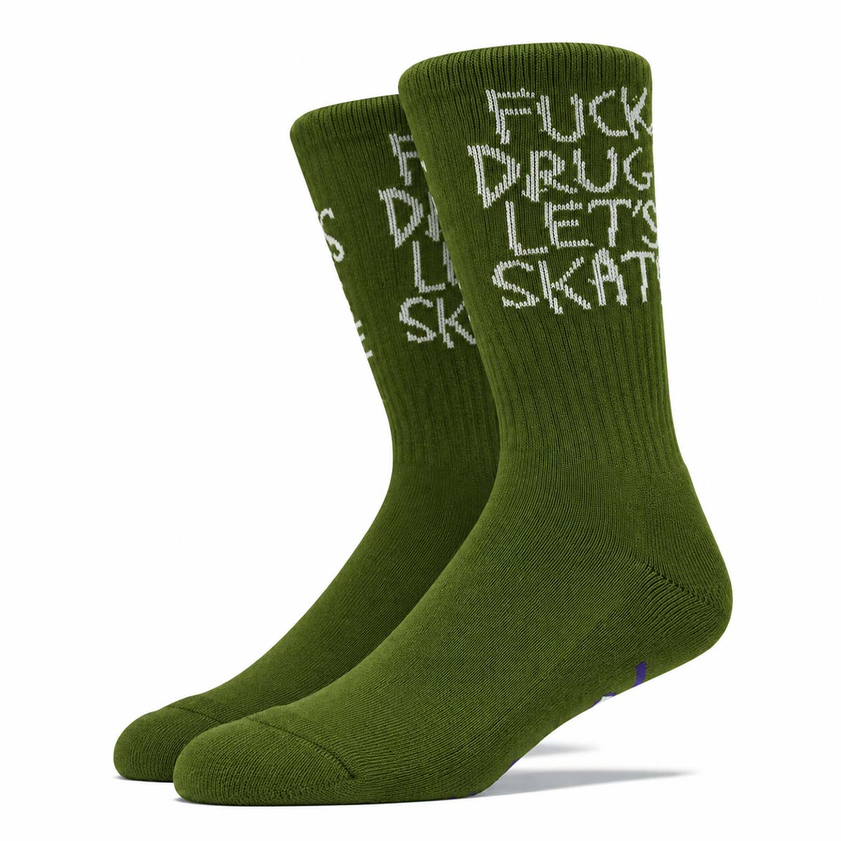 Heroin Fuck Drugs Let's Skate Socks Green