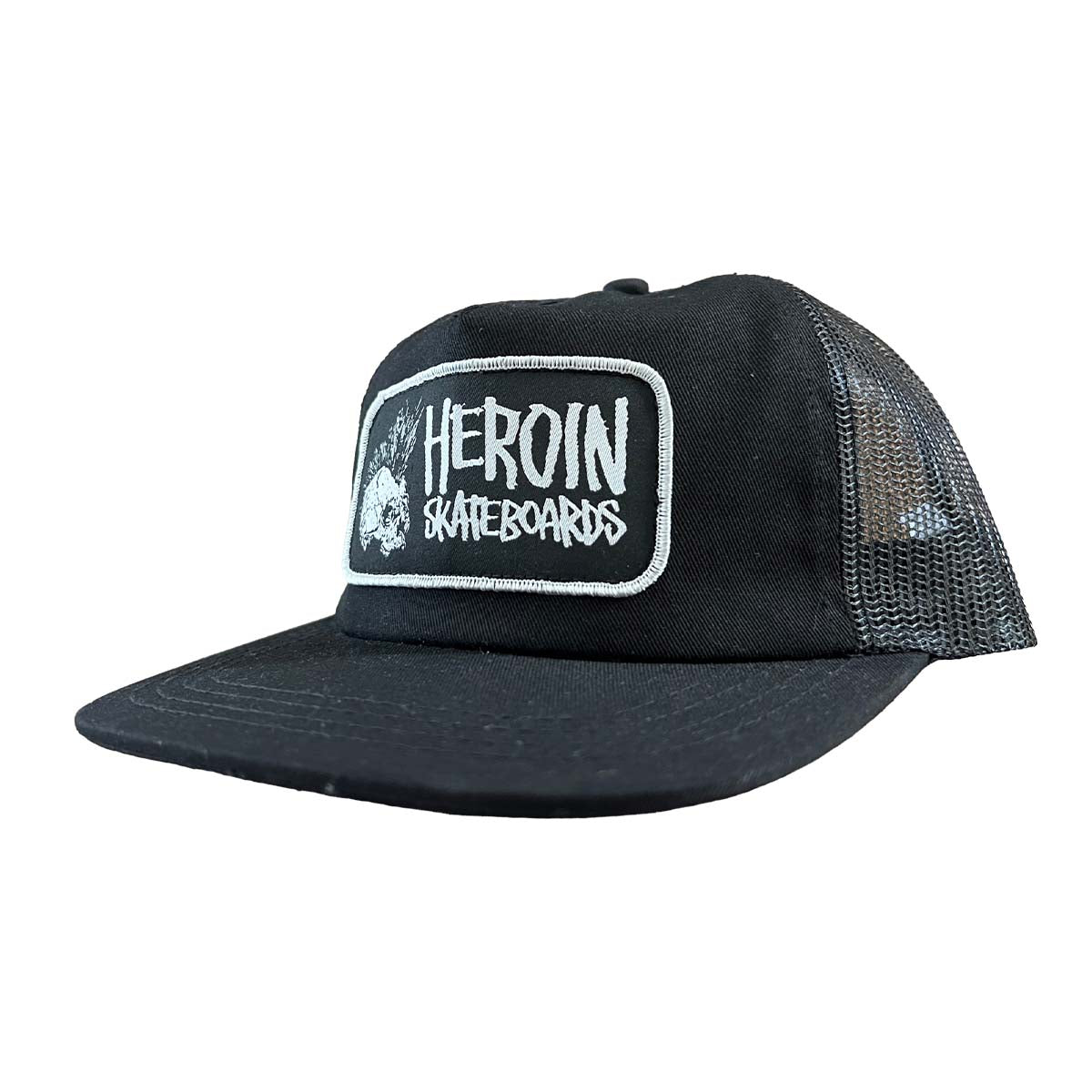 Heroin Punk Skull Trucker Snapback Black
