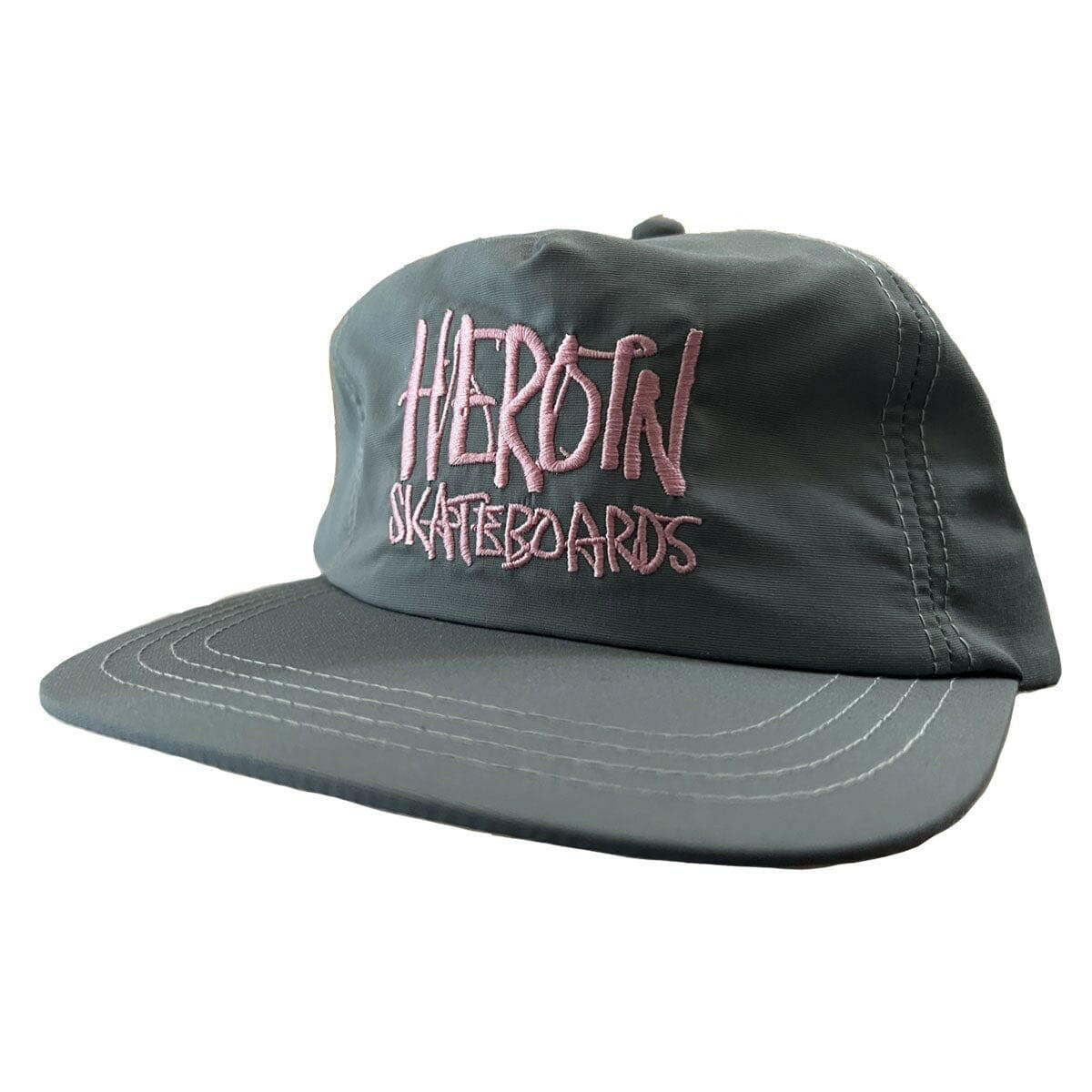 Heroin - Script Nylon Snapback Grey/Pink.