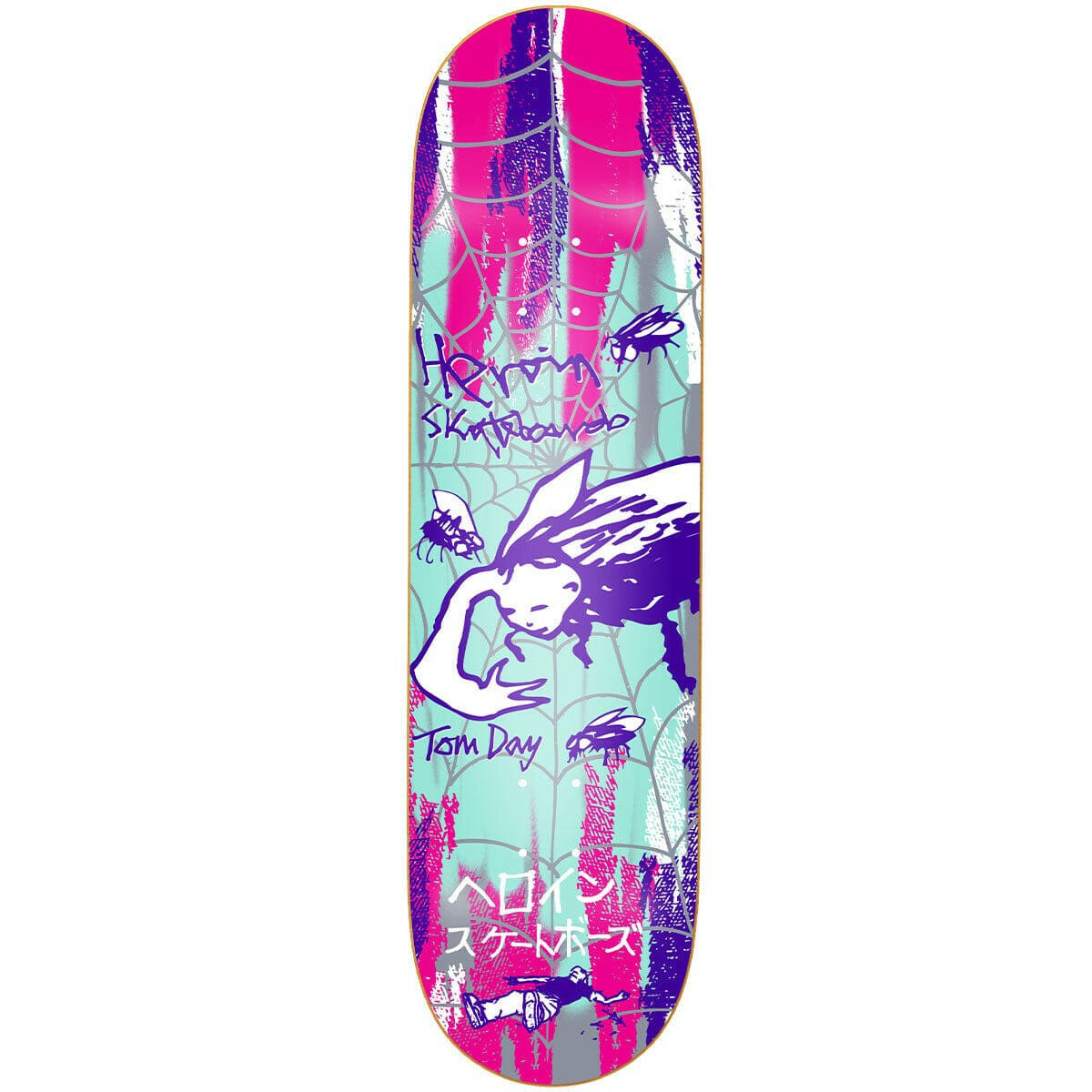 Heroin - Tom Day Flies Symmetrical 8.5 Skateboard Deck.