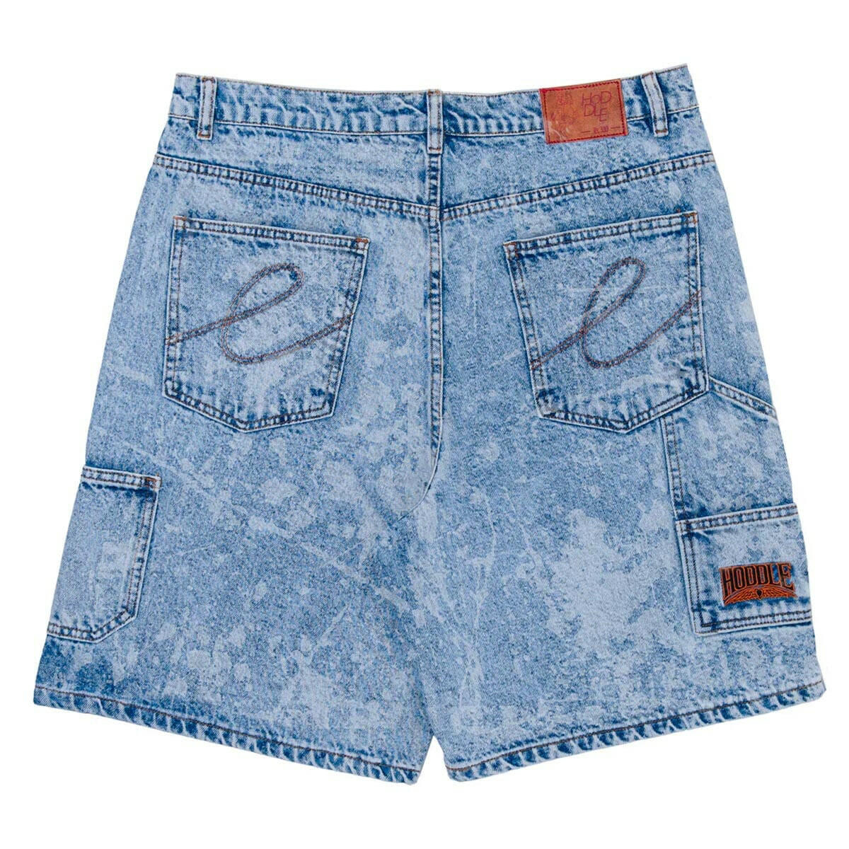 Hoddle - Carpenter Heart Jean Shorts Laser Paint Splatter Light Wash.