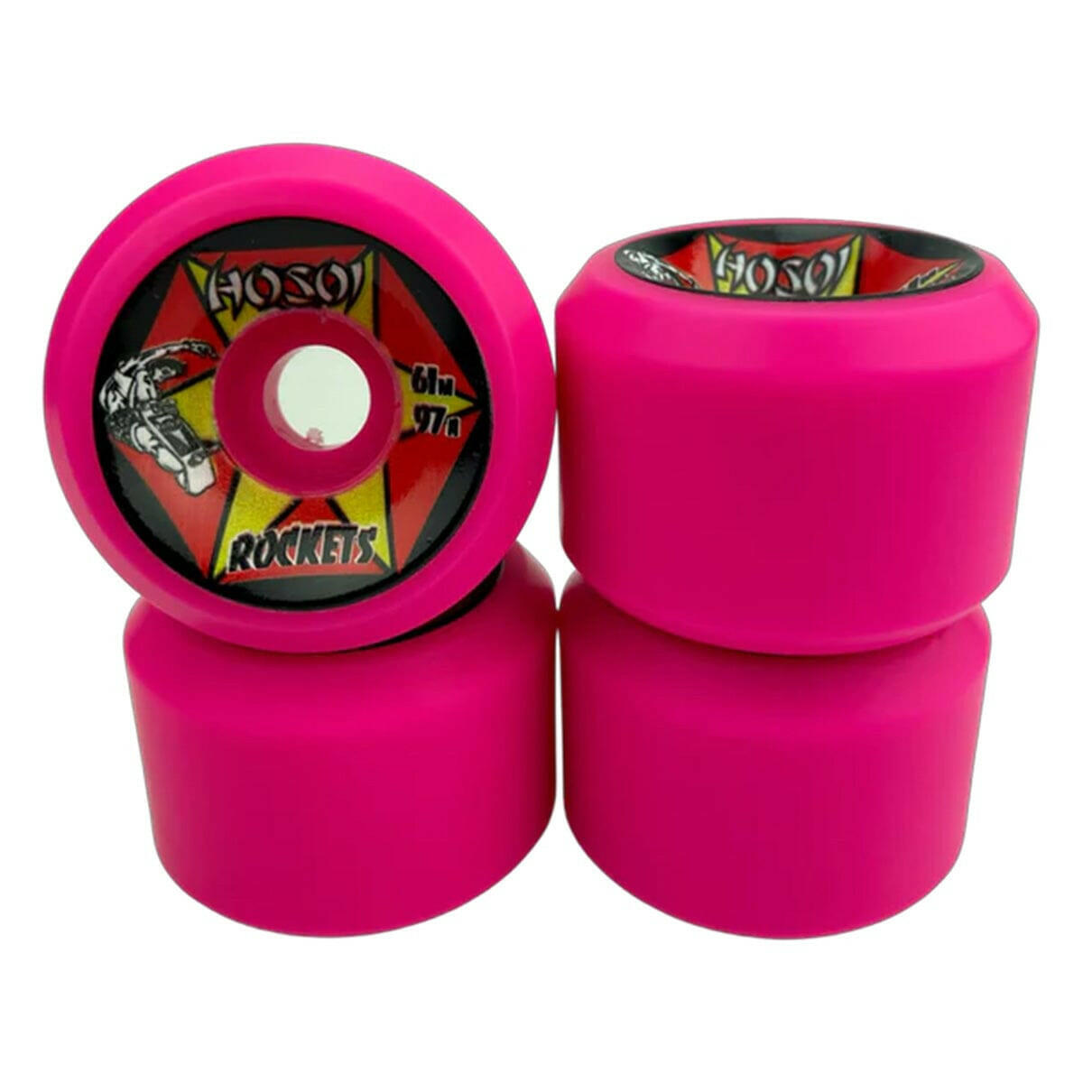 Hosoi - Rockets Pink 61MM 97A Skateboard Wheels.