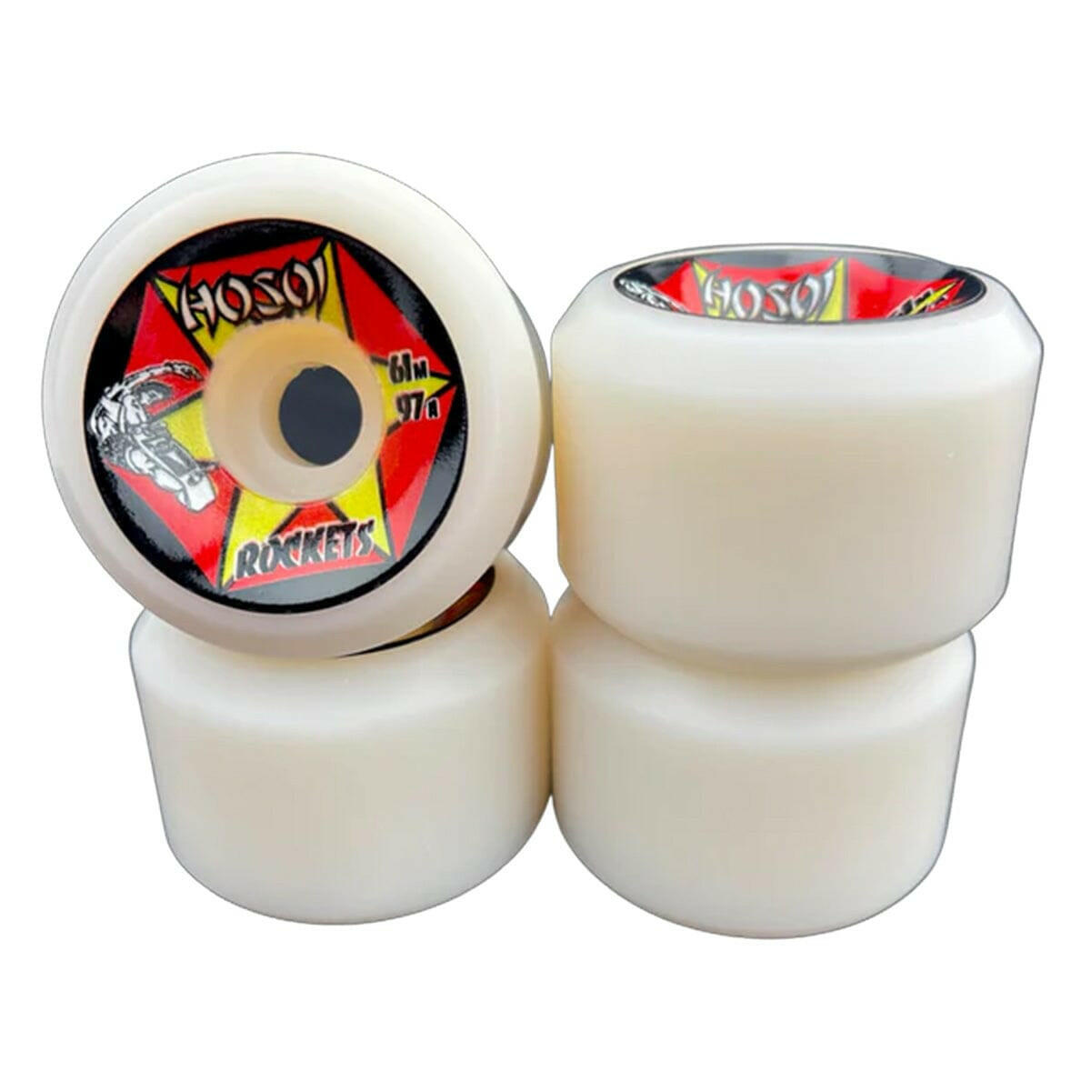 Hosoi Rockets 61mm 97A Skateboard Wheels White