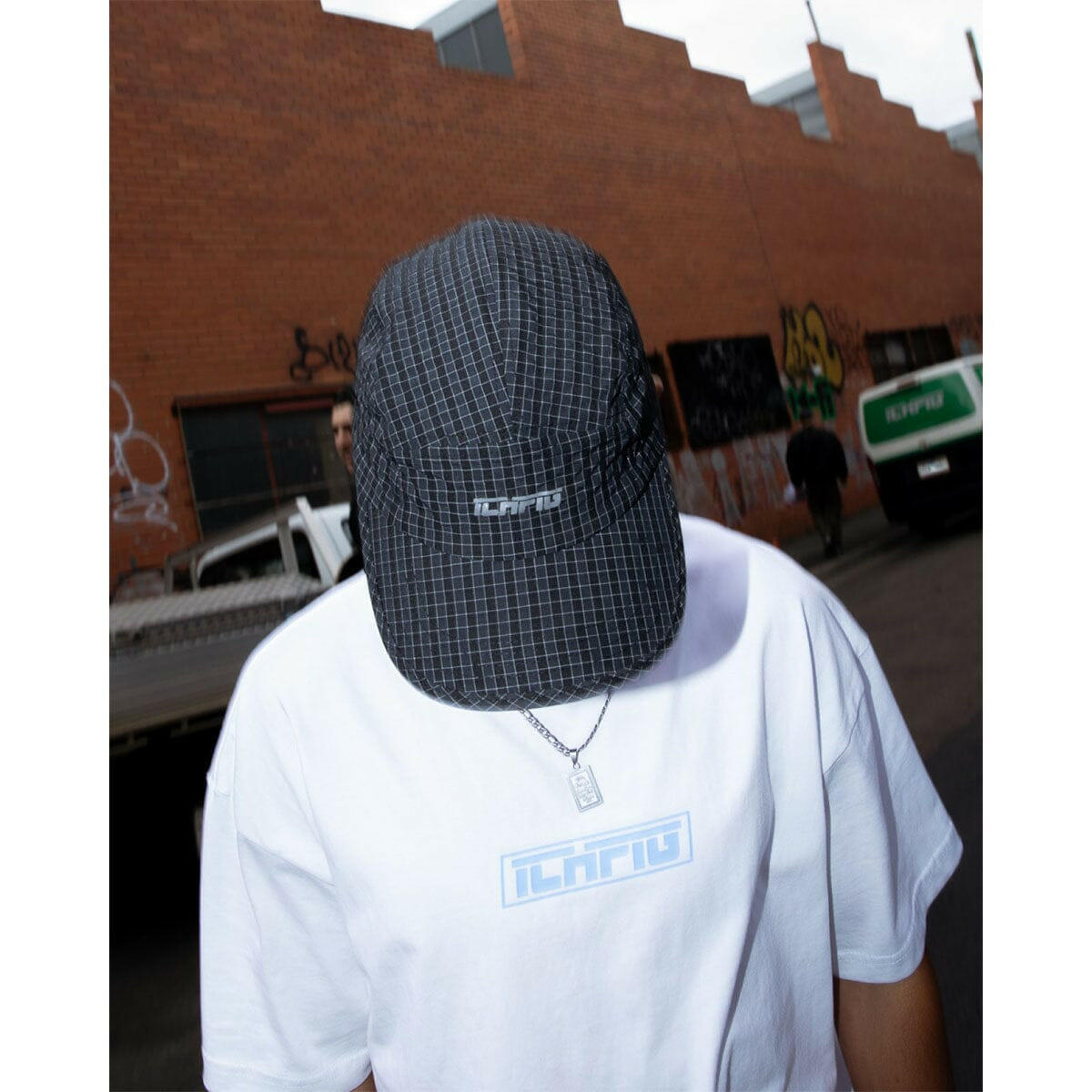 Ichpig - Ripstop Check 5 Panel Hat Black.
