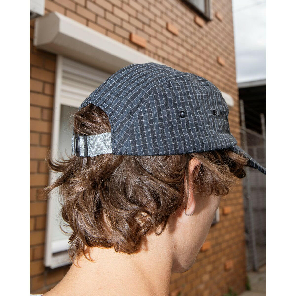 Ichpig - Ripstop Check 5 Panel Hat Black.
