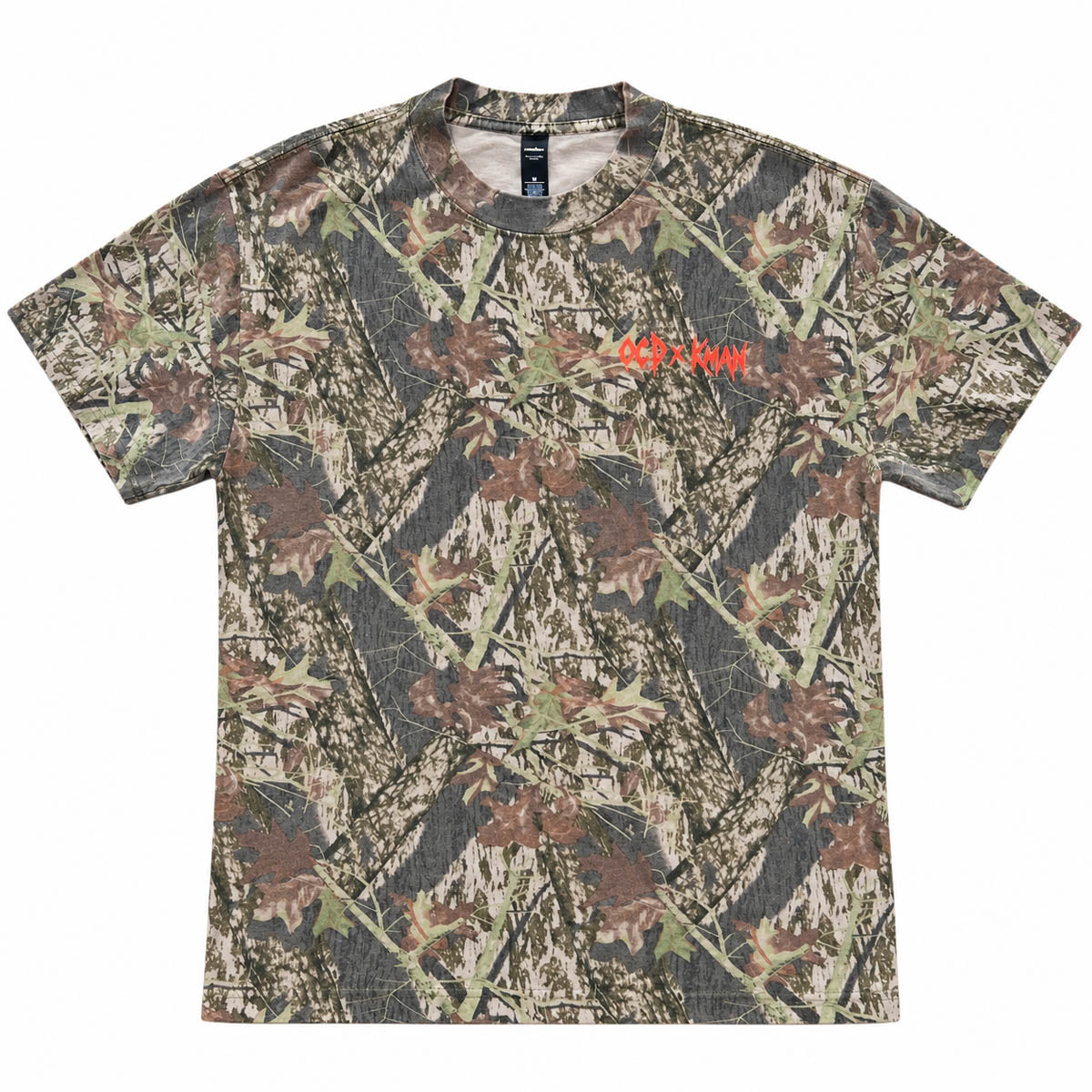 OCD x Kman Tee Camo front flat lay