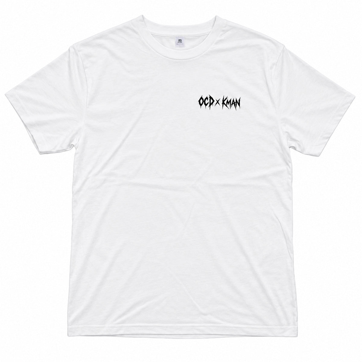 OCD x Kman Tee White front flat lay