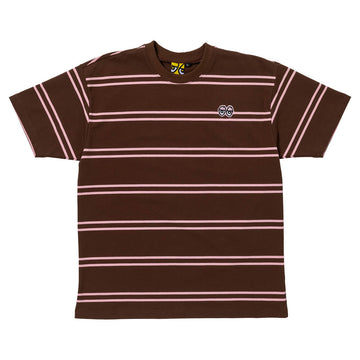 Krooked Eyes Emb Stripe Tee Brown/Pink Front