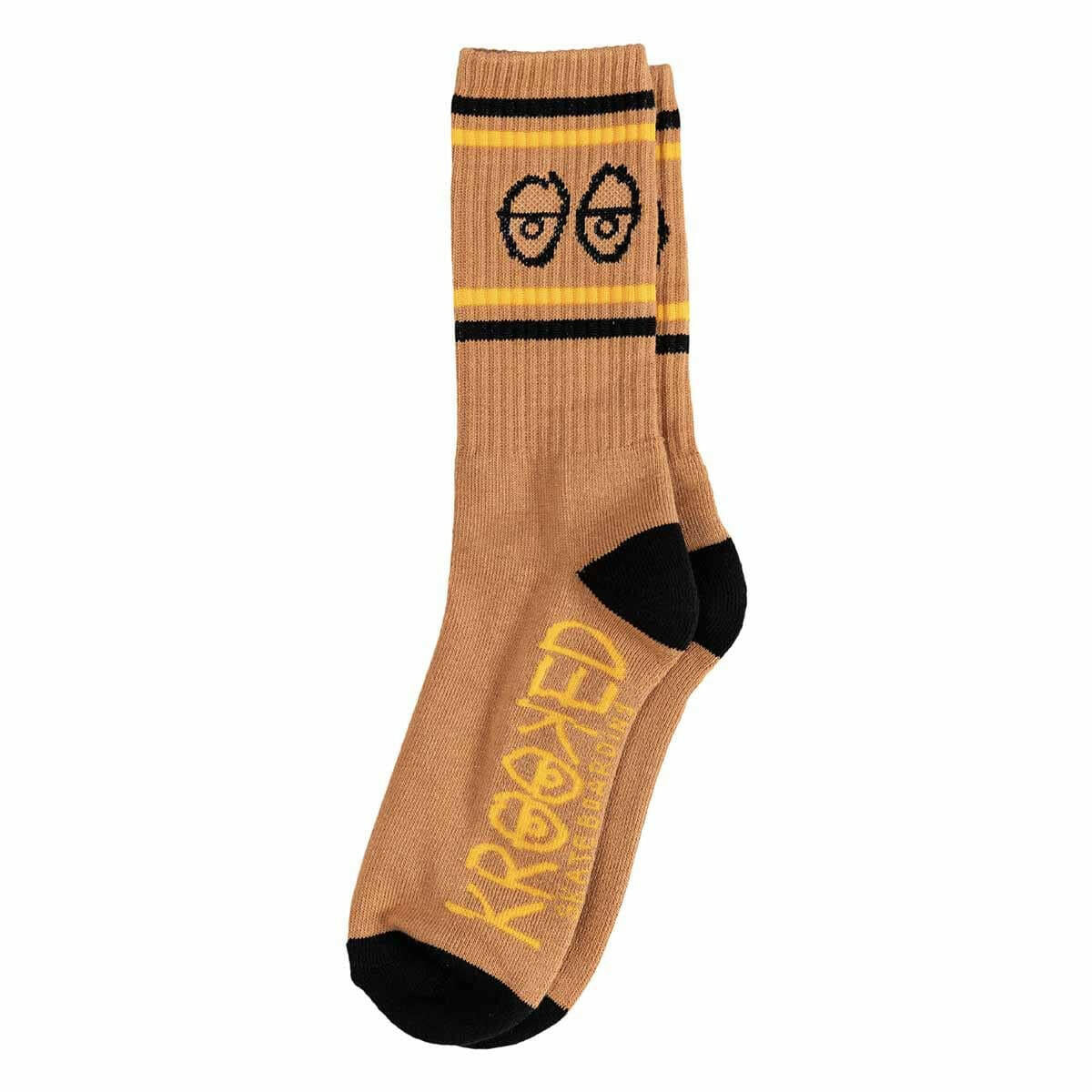 Krooked - Eyes Socks Brown/Gold.