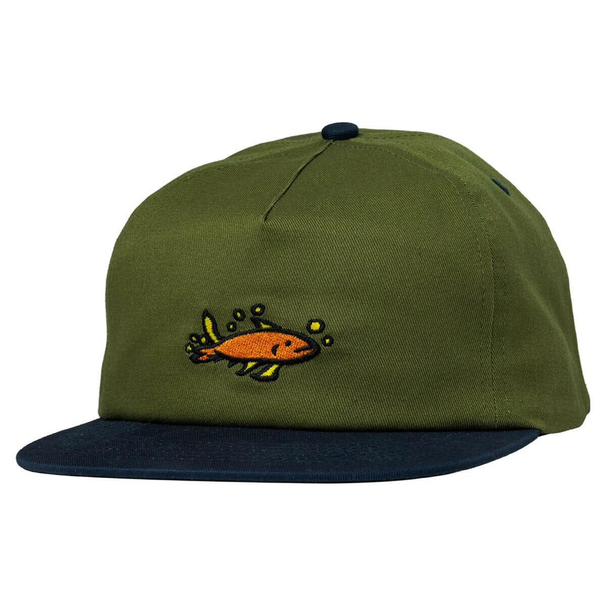 Krooked - Mermaid Fish Snapback Olive/Navy.