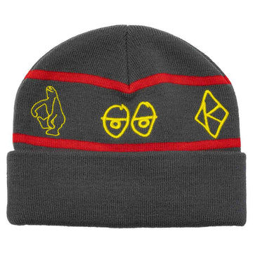 Krooked - Naskar Cuff Beanie Charcoal/Red/Yellow.