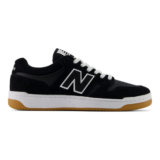 New Balance 480 Shoes Black/White/Gum outer side view