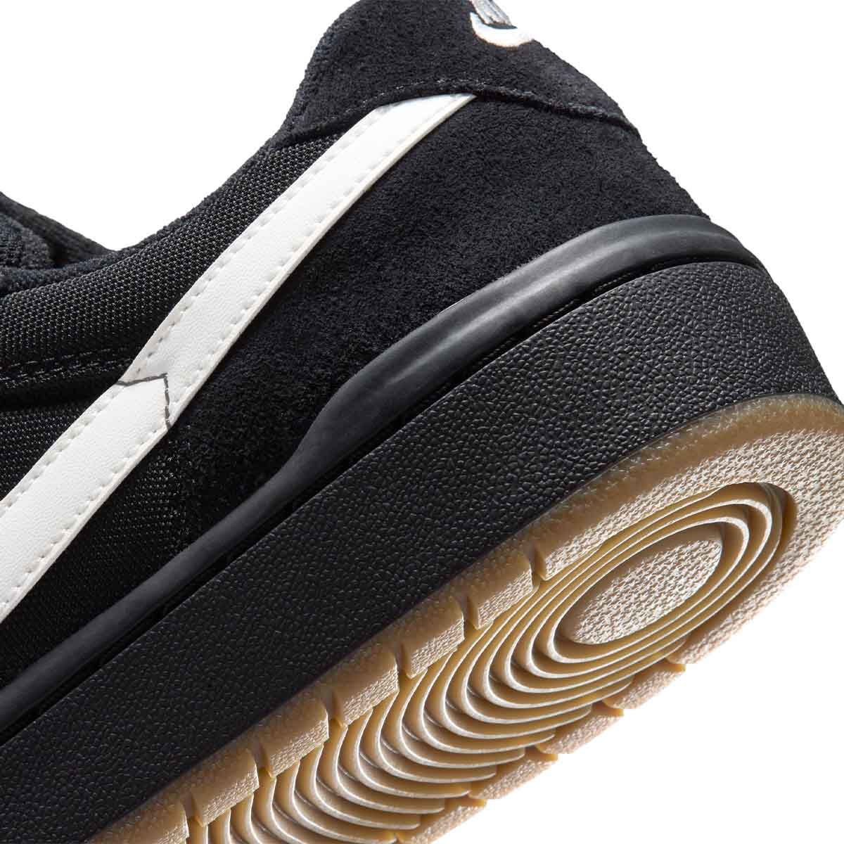 Nike SB Code 58 Skate Shoes Black/White/Gum Heel View